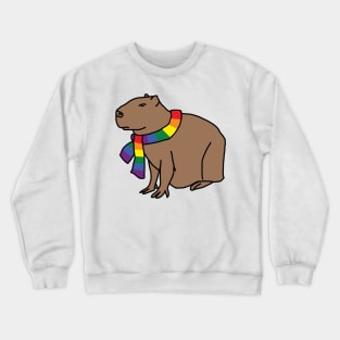 Capybara and Rainbow Pride Flag Scarf Crewneck Sweatshirt